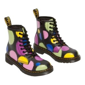 Dr. Martens Haze Hydro‎ Leather Lace Up Boots Multi Color Polka Dots New Size 5
